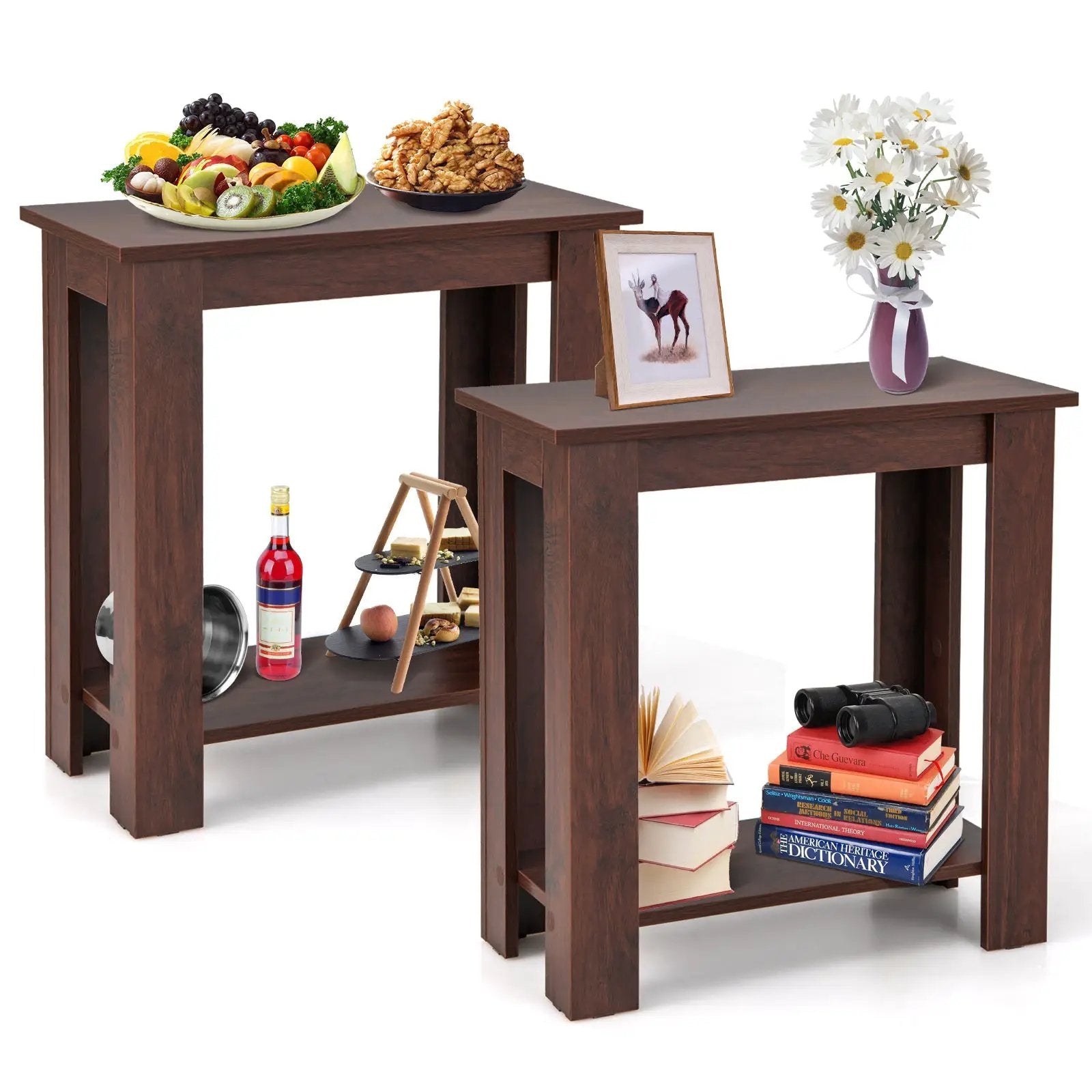 2-Tier Modern Compact End Table with Storage Shelf by DirectDeals