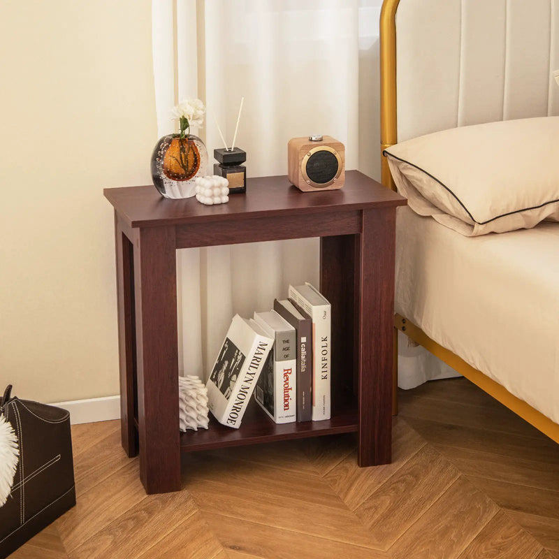 2-Tier Modern Compact End Table with Storage Shelf by DirectDeals