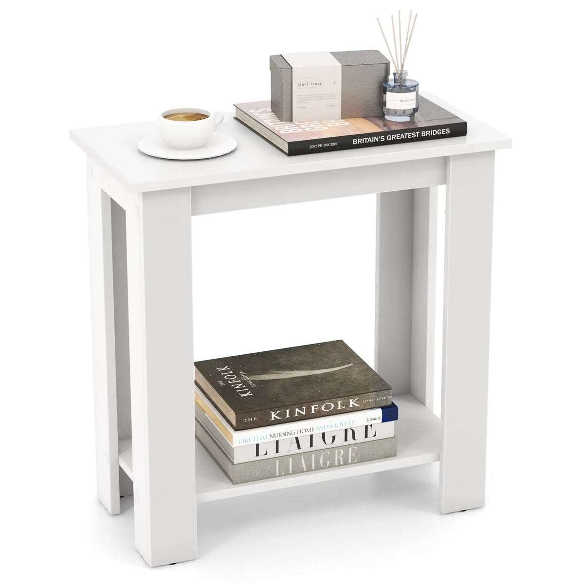 2-Tier Modern Compact End Table with Storage Shelf by DirectDeals