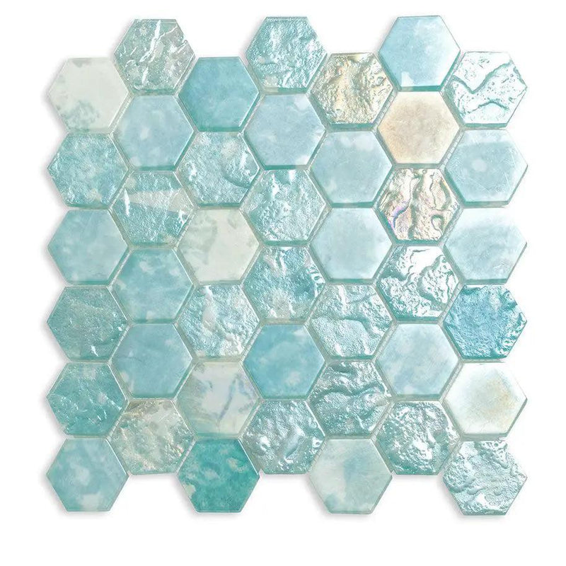Aqua 12x12 Matte Hexagon Glass Mosaic Tile (10 pack, 9.6 sq ft/case) by Apollo Tile