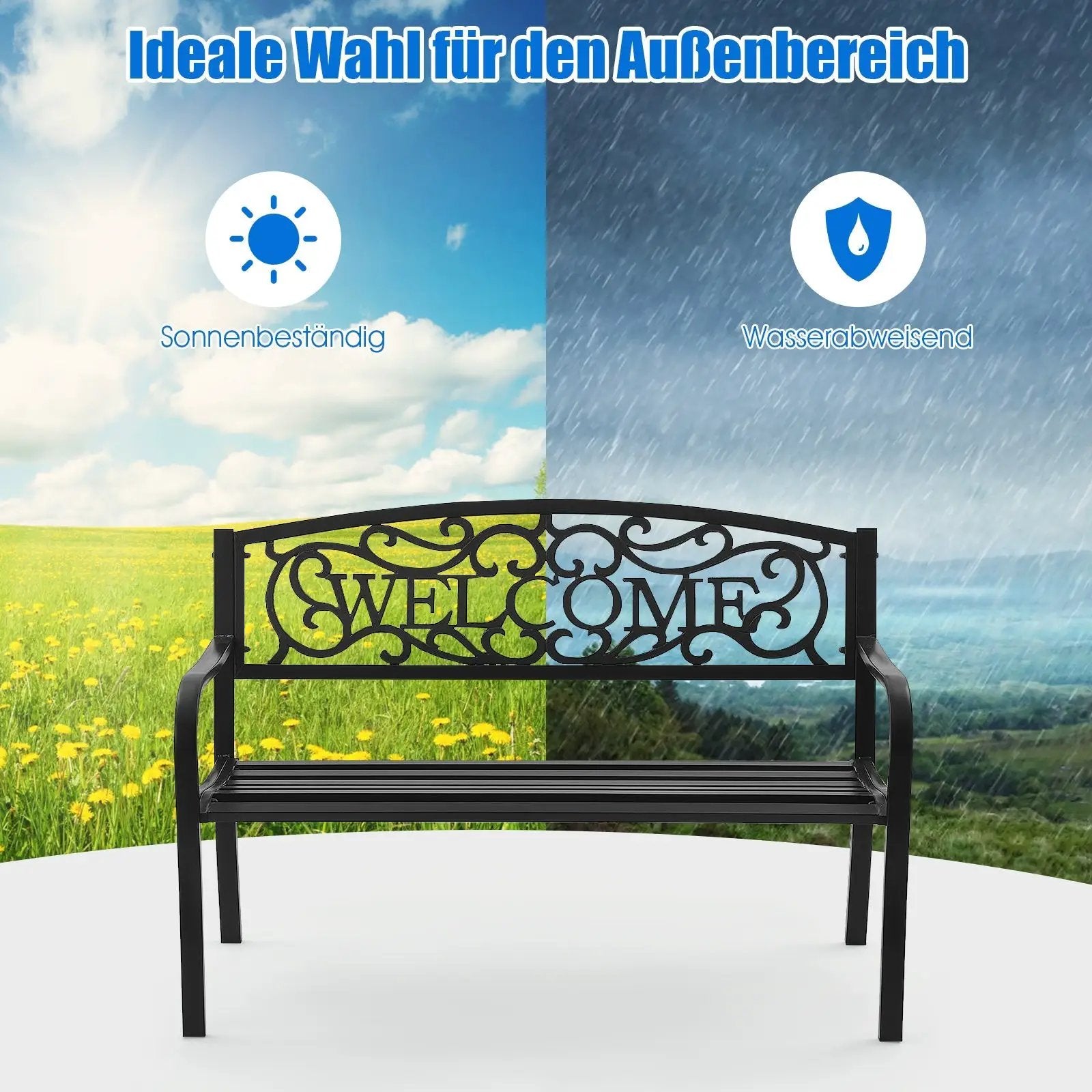 Outdoor Furniture Steel Frame Porch Garden Bench by DirectDeals
