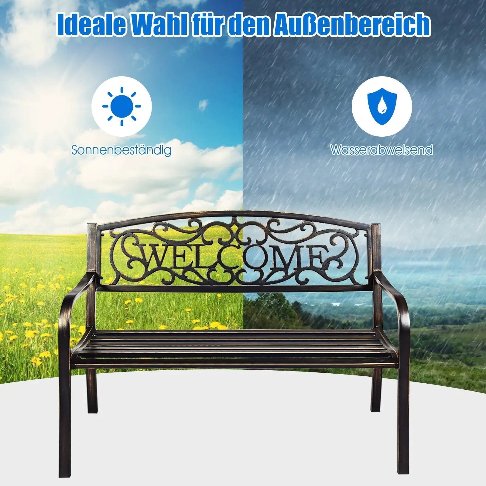 Outdoor Furniture Steel Frame Porch Garden Bench by DirectDeals