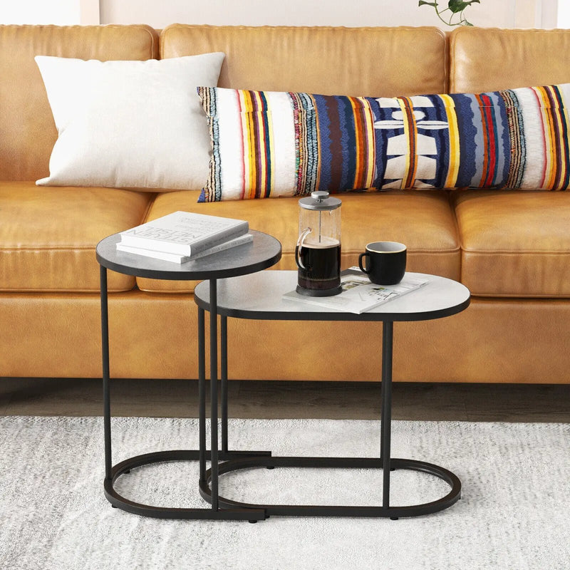 2-in-1 Design Faux Marble Top Tea Table by DirectDeals