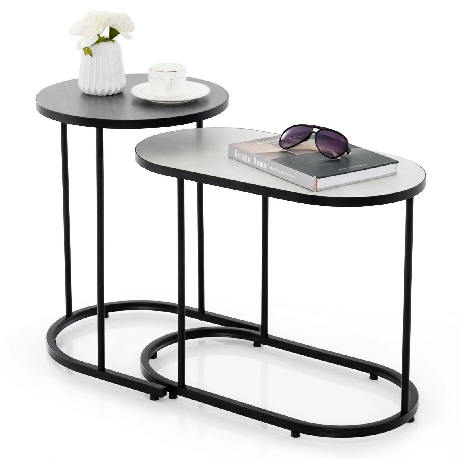 2-in-1 Design Faux Marble Top Tea Table by DirectDeals