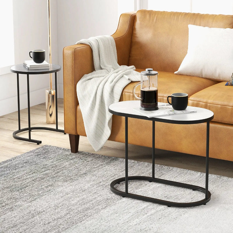 2-in-1 Design Faux Marble Top Tea Table by DirectDeals