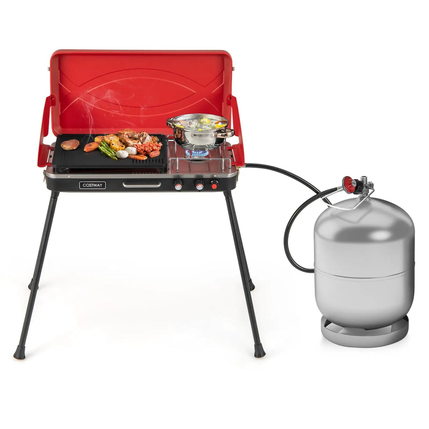 2-in-1 Gas Camping Grill and Stove with by DirectDeals