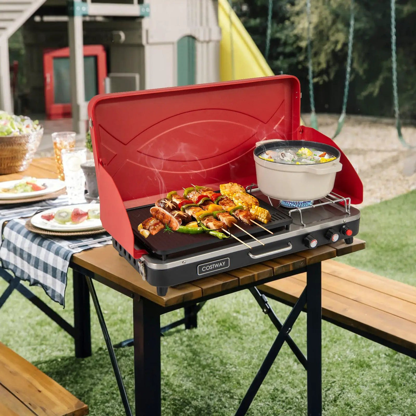 2-in-1 Gas Camping Grill and Stove with by DirectDeals