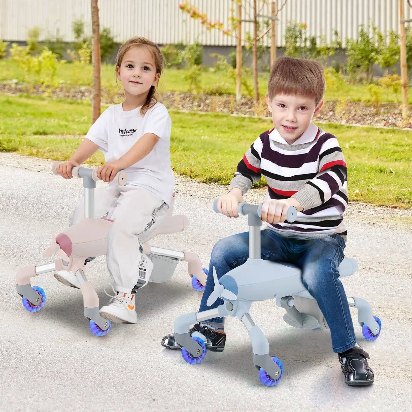 2-in-1 Kids Ride-on Push Car with LED Lighted Wheels by DirectDeals