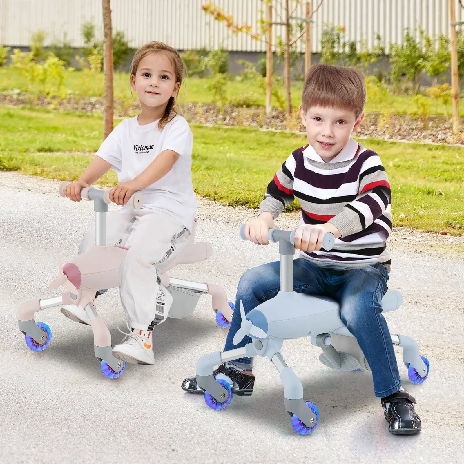 2-in-1 Kids Ride-on Push Car with LED Lighted Wheels by DirectDeals
