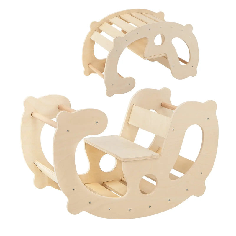 2-in-1 Rocking Horse Arch for Kids Montessori Climbing Toys with Arch Climber by DirectDeals