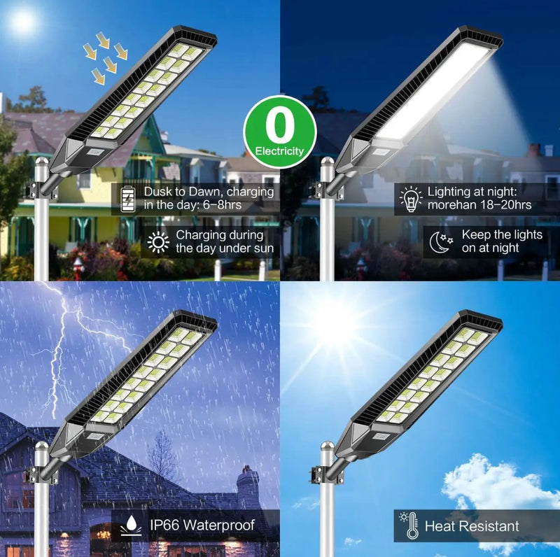 2 Pack 4600W Solar Street Lights Outdoor 190000 Lumens Dusk to Dawn With Remote and Motion Sensor by Outdoor Solar Outlet