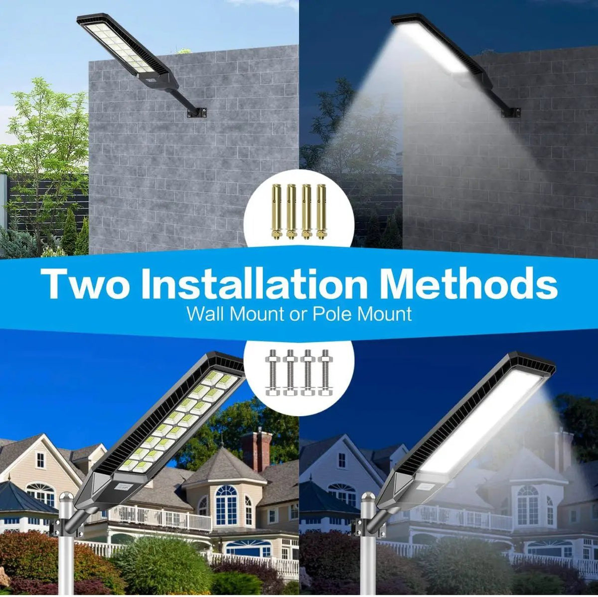 2 Pack 4600W Solar Street Lights Outdoor 190000 Lumens Dusk to Dawn With Remote and Motion Sensor by Outdoor Solar Outlet