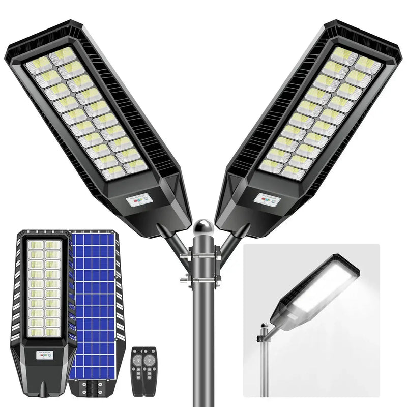 2 Pack 4600W Solar Street Lights Outdoor 190000 Lumens Dusk to Dawn With Remote and Motion Sensor by Outdoor Solar Outlet