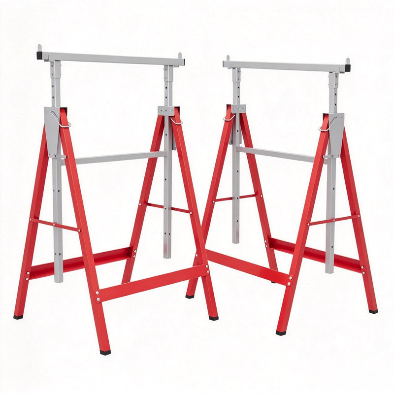 2‑Pack Heavy‑Duty Folding Sawhorse, Adjustable Height Steel Work Stand, Portable Carpenter Work Bench Support for Construction & DIY Projects(Only 2 pcs Telescopic Builders Trestle), photo 4 of 8