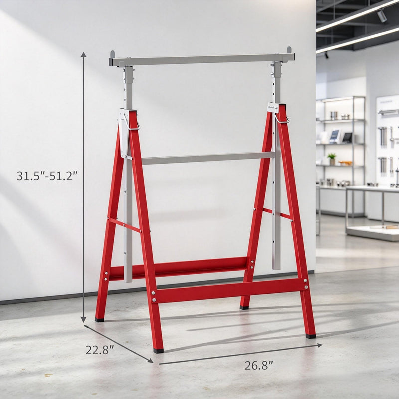 2‑Pack Heavy‑Duty Folding Sawhorse, Adjustable Height Steel Work Stand, Portable Carpenter Work Bench Support for Construction & DIY Projects(Only 2 pcs Telescopic Builders Trestle), photo 6 of 8