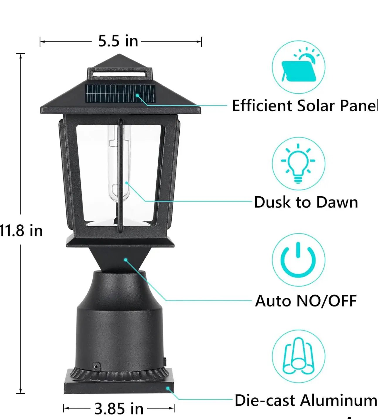 2 Pack SmartYard Aluminum Solar Post/Fence Lights Outdoor, Wood 4X4 Solar Post Cap Lights by Outdoor Solar Outlet