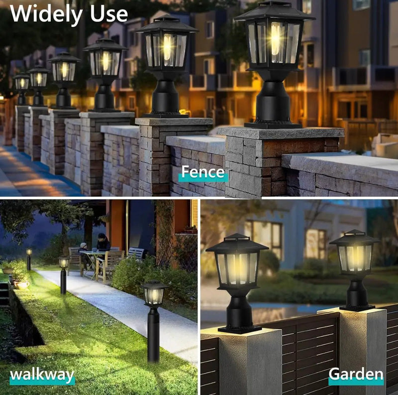 2 Pack SmartYard Aluminum Solar Post/Fence Lights Outdoor, Wood 4X4 Solar Post Cap Lights by Outdoor Solar Outlet