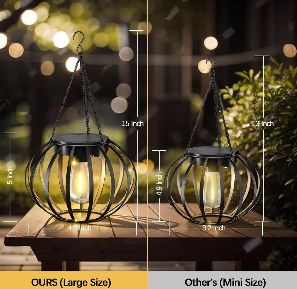 2 Pack SmartYard Solar Hanging Lanterns Outdoor Waterproof 15" Pumpkin Shape by Outdoor Solar Outlet