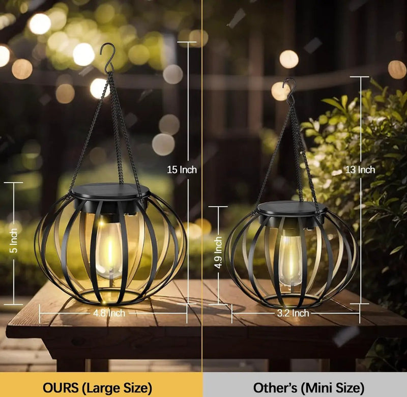 2 Pack SmartYard Solar Hanging Lanterns Outdoor Waterproof 15" Pumpkin Shape by Outdoor Solar Outlet