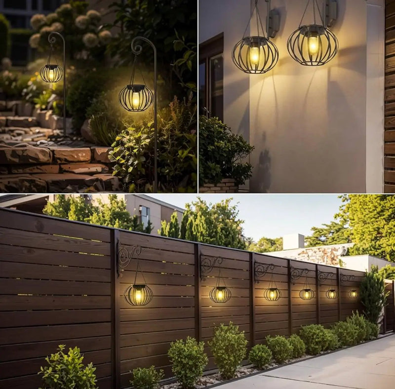 2 Pack SmartYard Solar Hanging Lanterns Outdoor Waterproof 15" Pumpkin Shape by Outdoor Solar Outlet