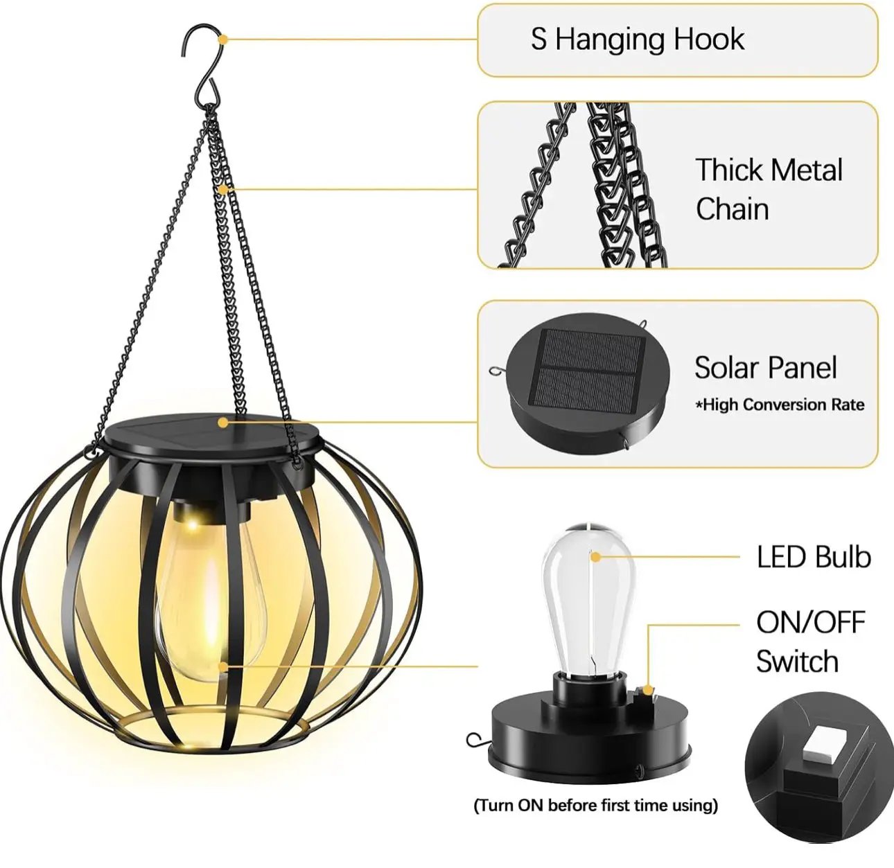 2 Pack SmartYard Solar Hanging Lanterns Outdoor Waterproof 15" Pumpkin Shape by Outdoor Solar Outlet