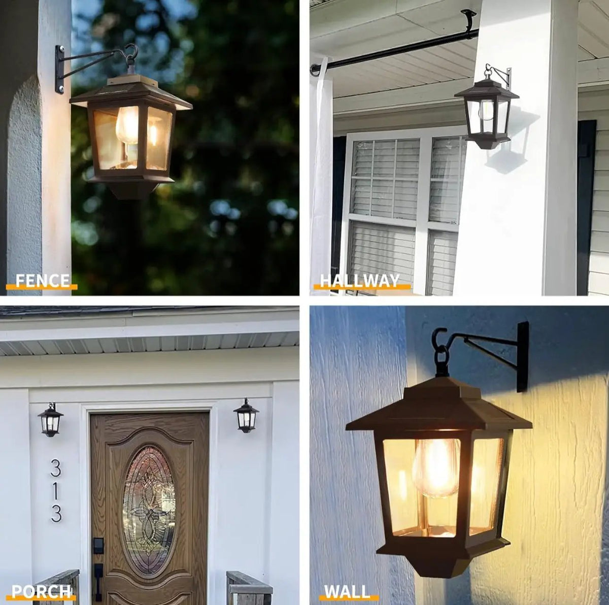 2 Pack SmartYard Solar Wall Hanging Lanterns with Replaceable Bulb, 4 Solar Panels,Anti-Rust by Outdoor Solar Outlet