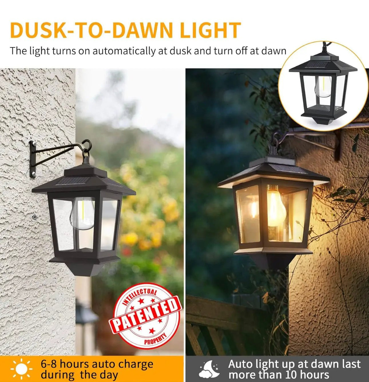 2 Pack SmartYard Solar Wall Hanging Lanterns with Replaceable Bulb, 4 Solar Panels,Anti-Rust by Outdoor Solar Outlet