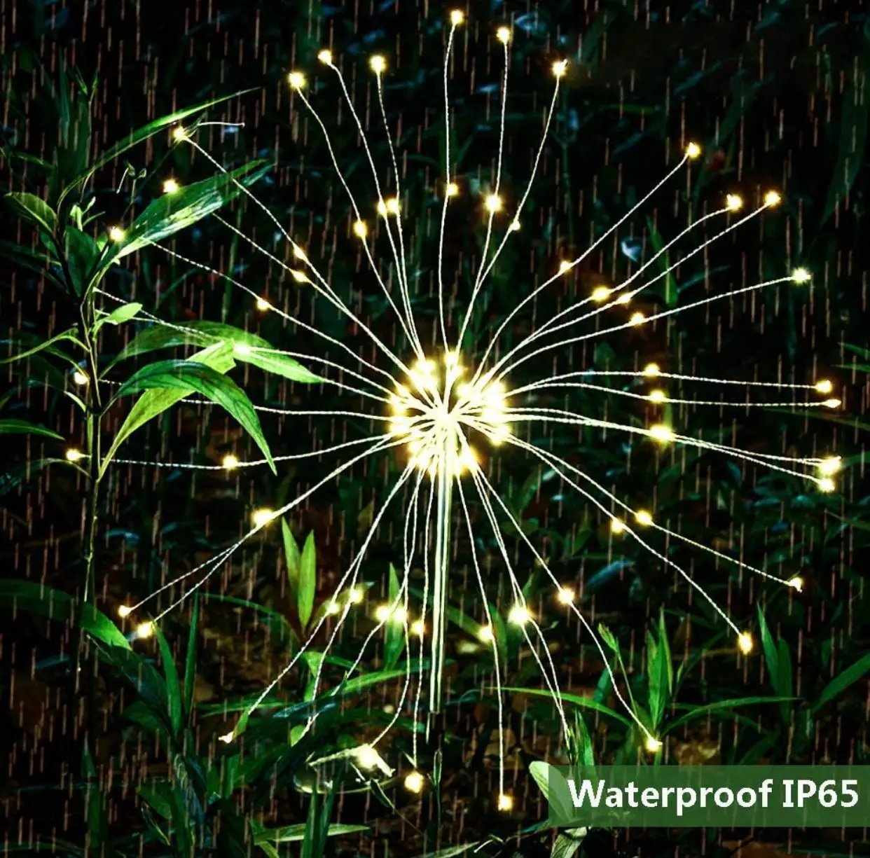 2 Pack Solar Garden Firework Lights Solar Powered String Light with 2 Lighting Modes Twinkling and Steady by Outdoor Solar Outlet