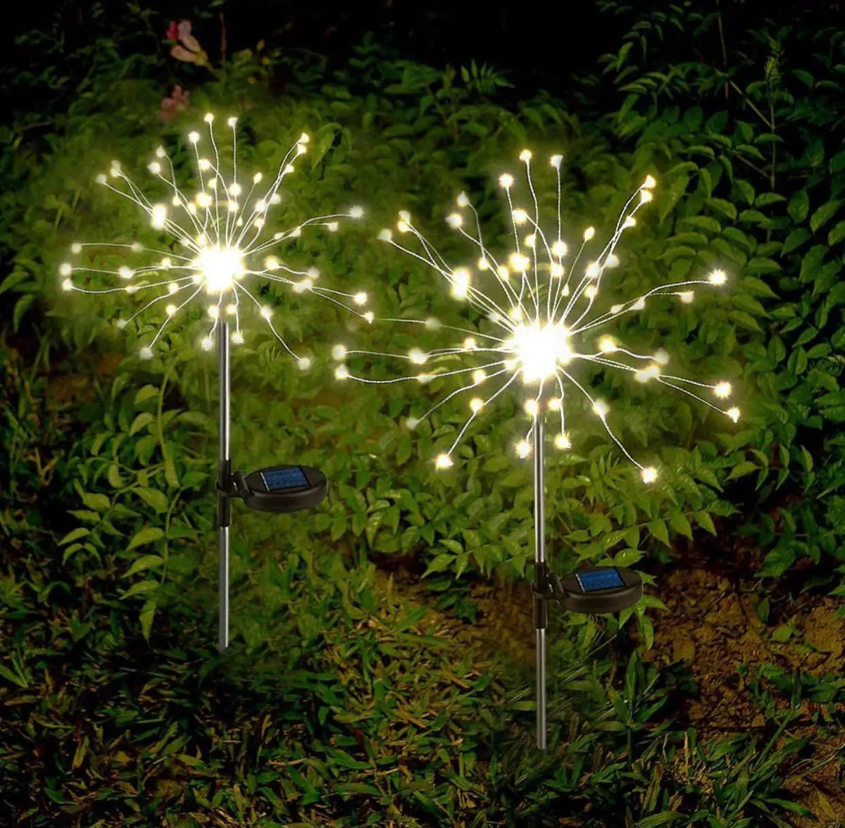 2 Pack Solar Garden Firework Lights Solar Powered String Light with 2 Lighting Modes Twinkling and Steady by Outdoor Solar Outlet
