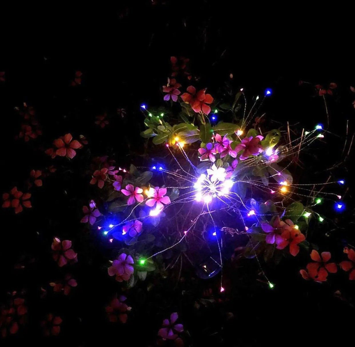 2 Pack Solar Garden Firework Lights Solar Powered String Light with 2 Lighting Modes Twinkling and Steady by Outdoor Solar Outlet