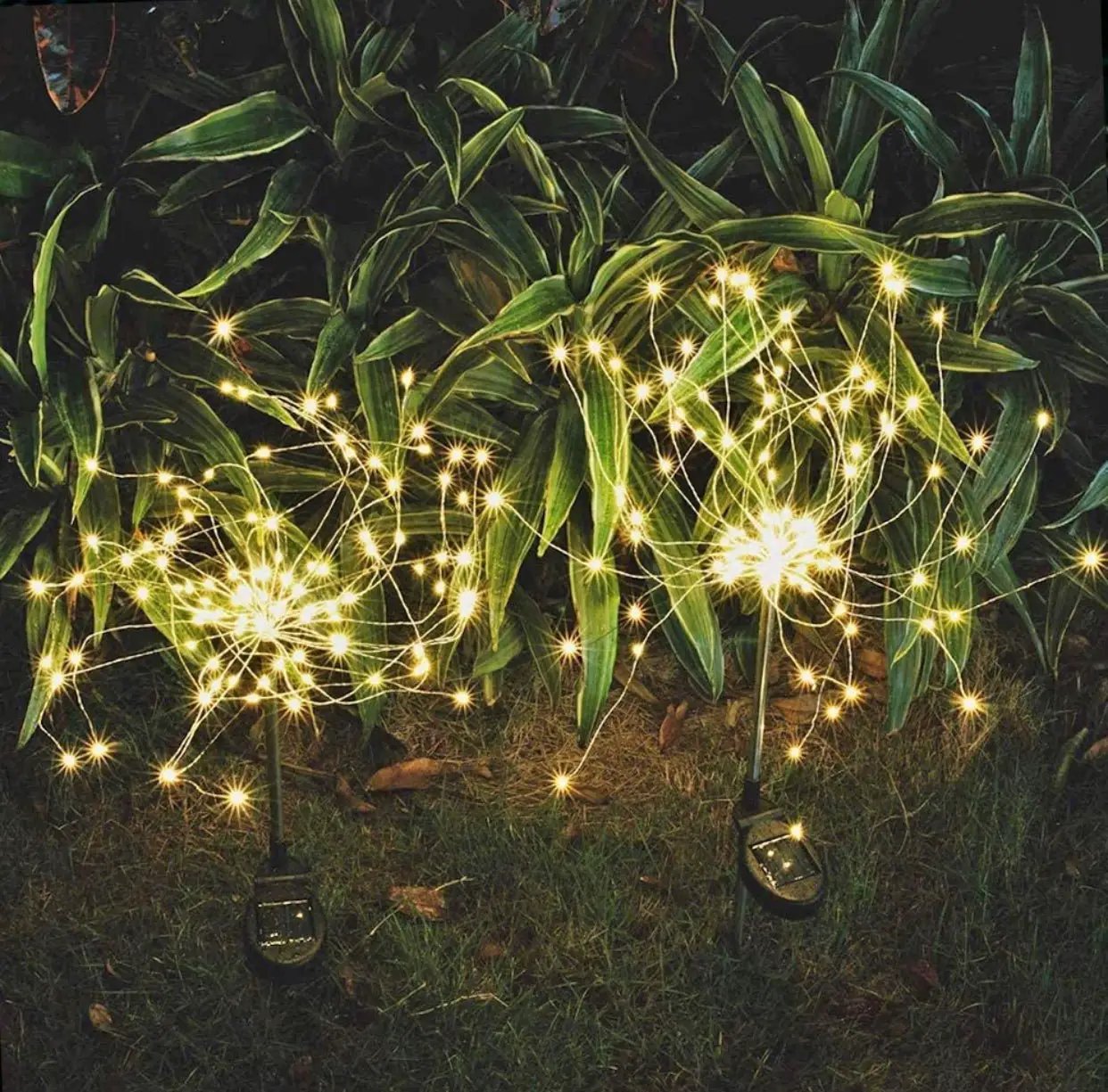 2 Pack Solar Garden Firework Lights Solar Powered String Light with 2 Lighting Modes Twinkling and Steady by Outdoor Solar Outlet