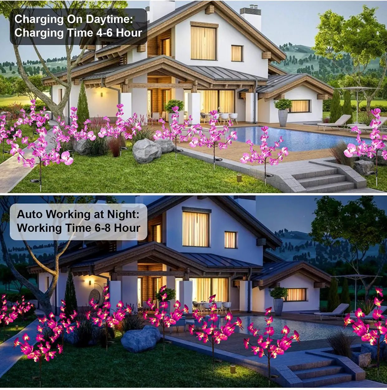 2 Pack Solar Orchid Flower Lights -40 Flowers by Outdoor Solar Outlet
