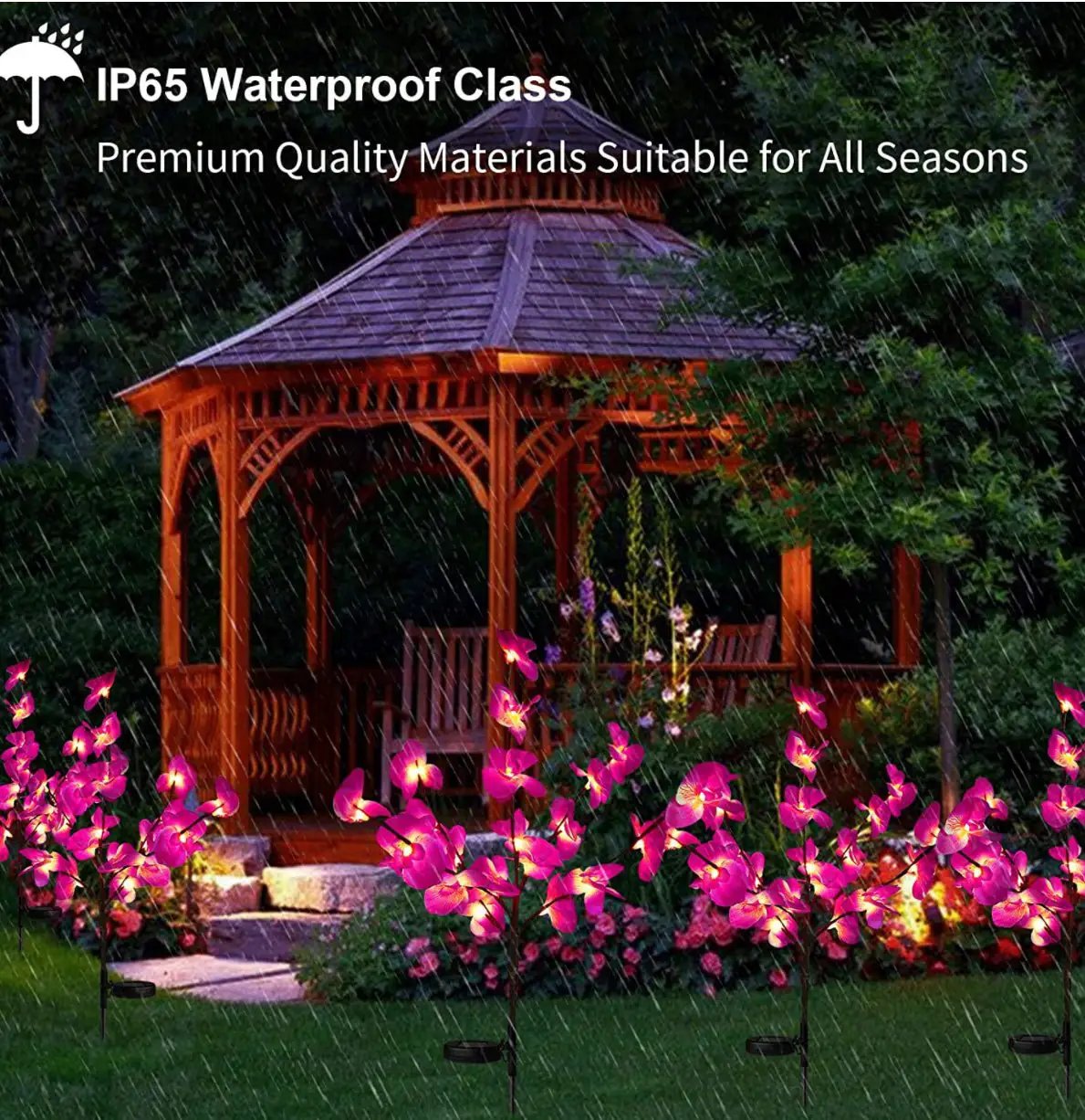 2 Pack Solar Orchid Flower Lights -40 Flowers by Outdoor Solar Outlet