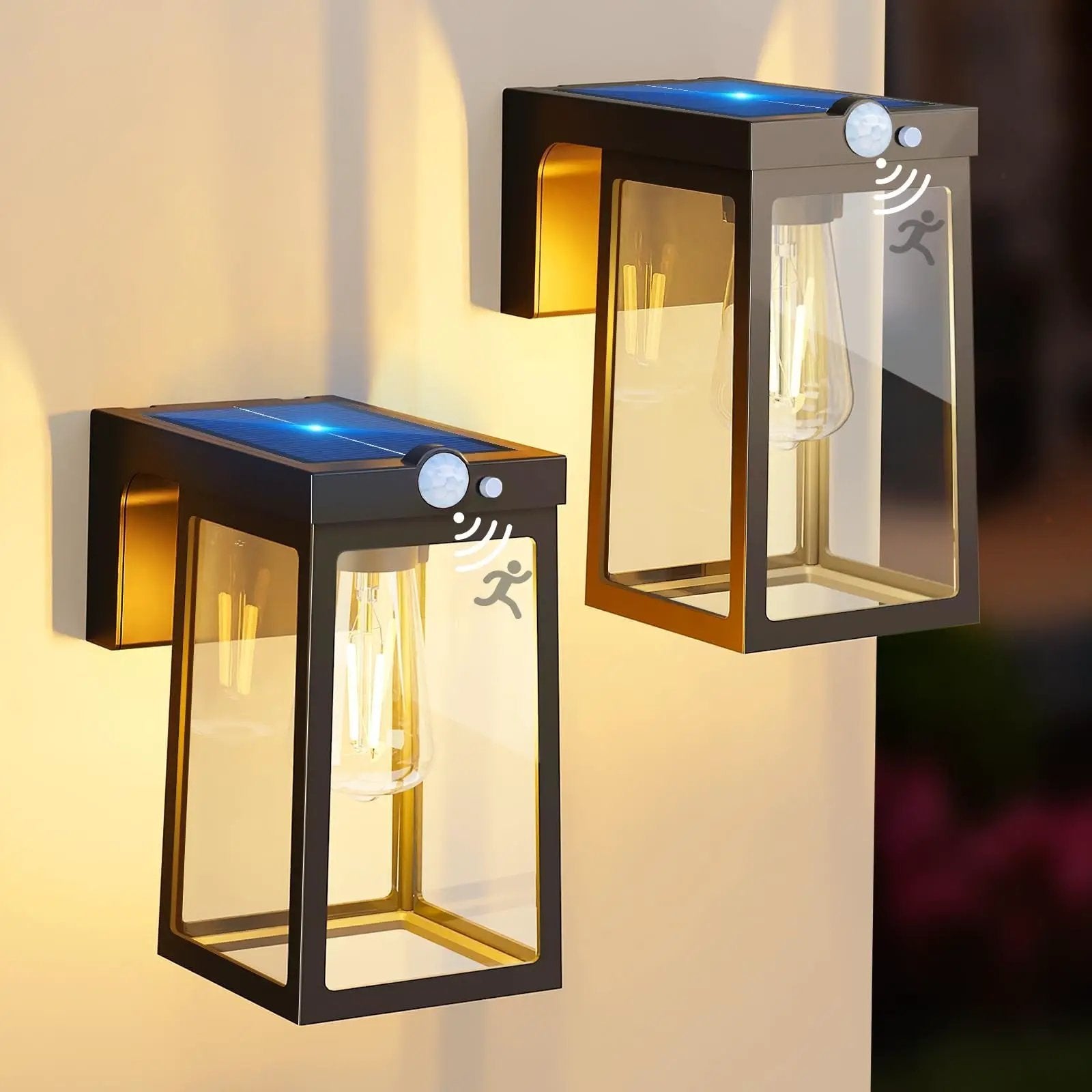 2 Pack Solar Porch Lights Outdoor Motion Sensor, Solar Wall Lights with 2 Modes & Waterproof, Dusk to Dawn by Outdoor Solar Outlet