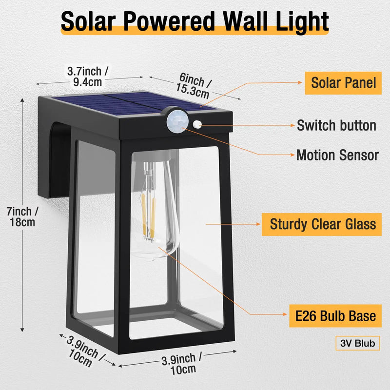 2 Pack Solar Porch Lights Outdoor Motion Sensor, Solar Wall Lights with 2 Modes & Waterproof, Dusk to Dawn by Outdoor Solar Outlet