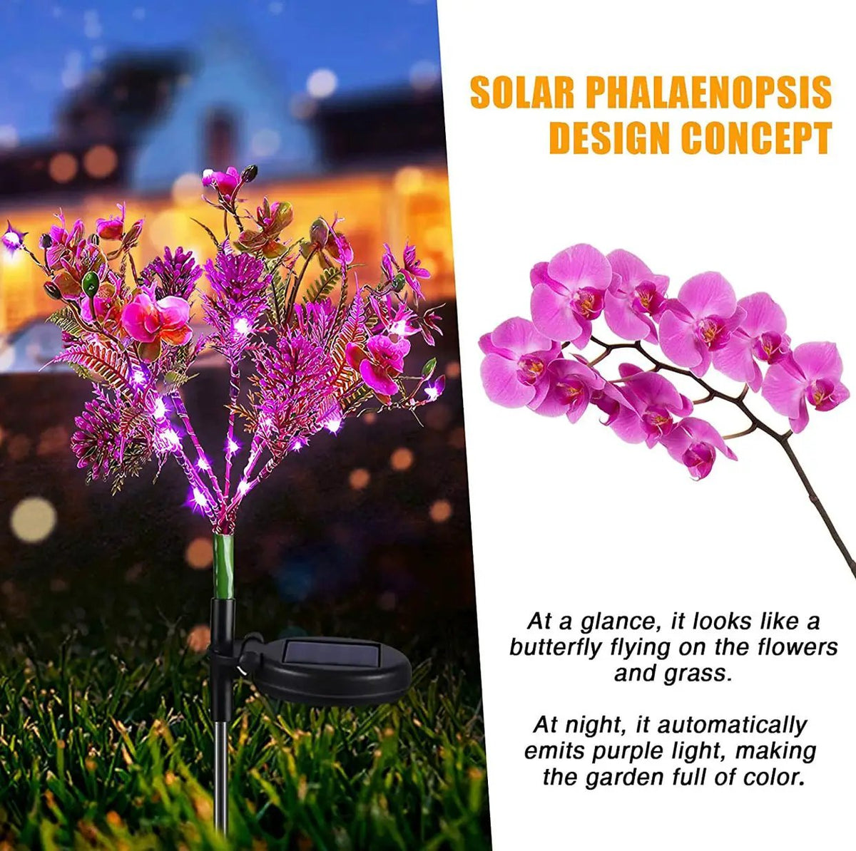 2 Pack Solar Powered Phalaenopsis Flowers Lights Design, Waterproof by Outdoor Solar Outlet