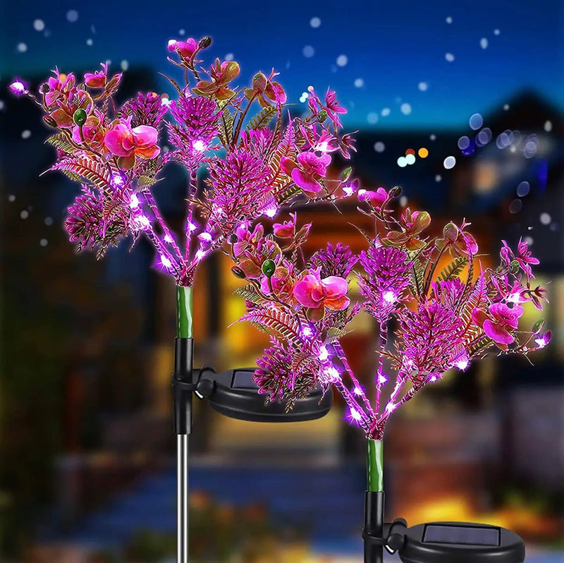 2 Pack Solar Powered Phalaenopsis Flowers Lights Design, Waterproof by Outdoor Solar Outlet