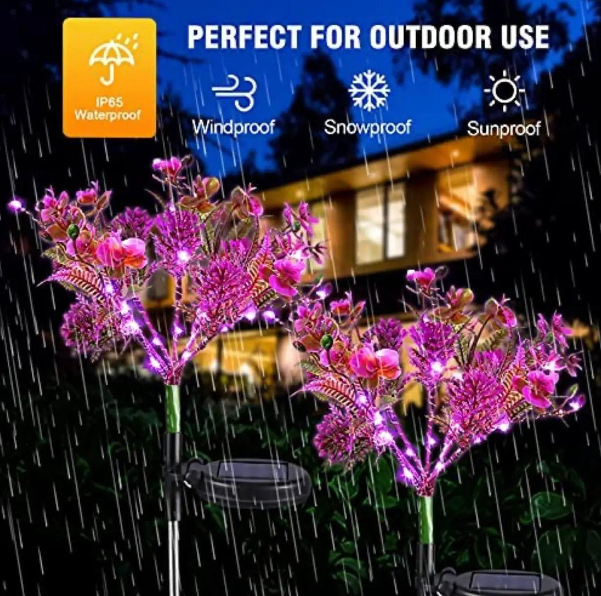 2 Pack Solar Powered Phalaenopsis Flowers Lights Design, Waterproof by Outdoor Solar Outlet