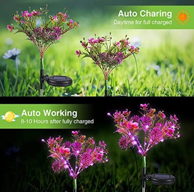 2 Pack Solar Powered Phalaenopsis Flowers Lights Design, Waterproof by Outdoor Solar Outlet