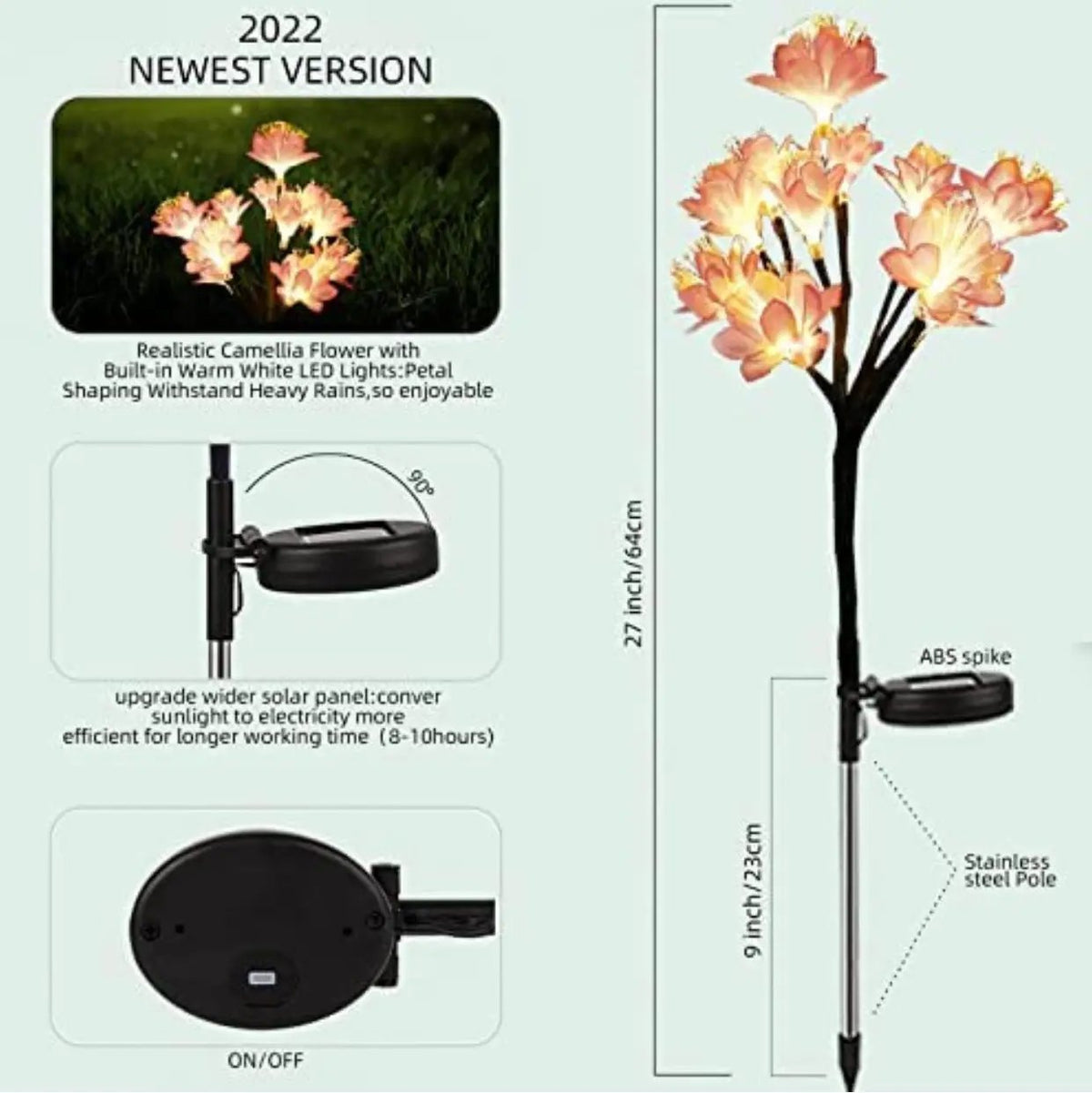 2 Pack Solar Steak Garden Lights Solar Powered Waterproof 2 Lighting Modes Twinkling and Steady Landscape by Outdoor Solar Outlet