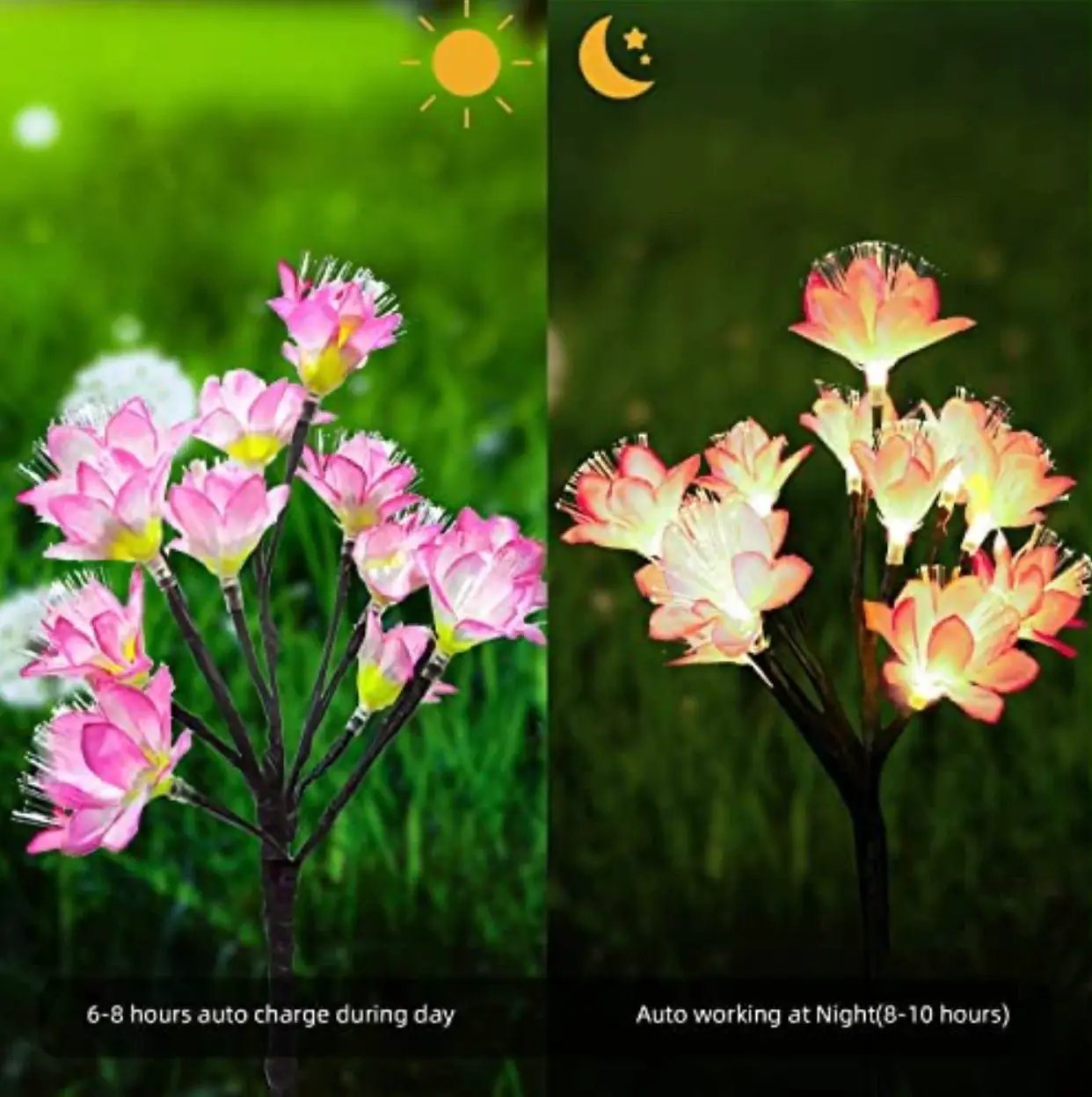 2 Pack Solar Steak Garden Lights Solar Powered Waterproof 2 Lighting Modes Twinkling and Steady Landscape by Outdoor Solar Outlet