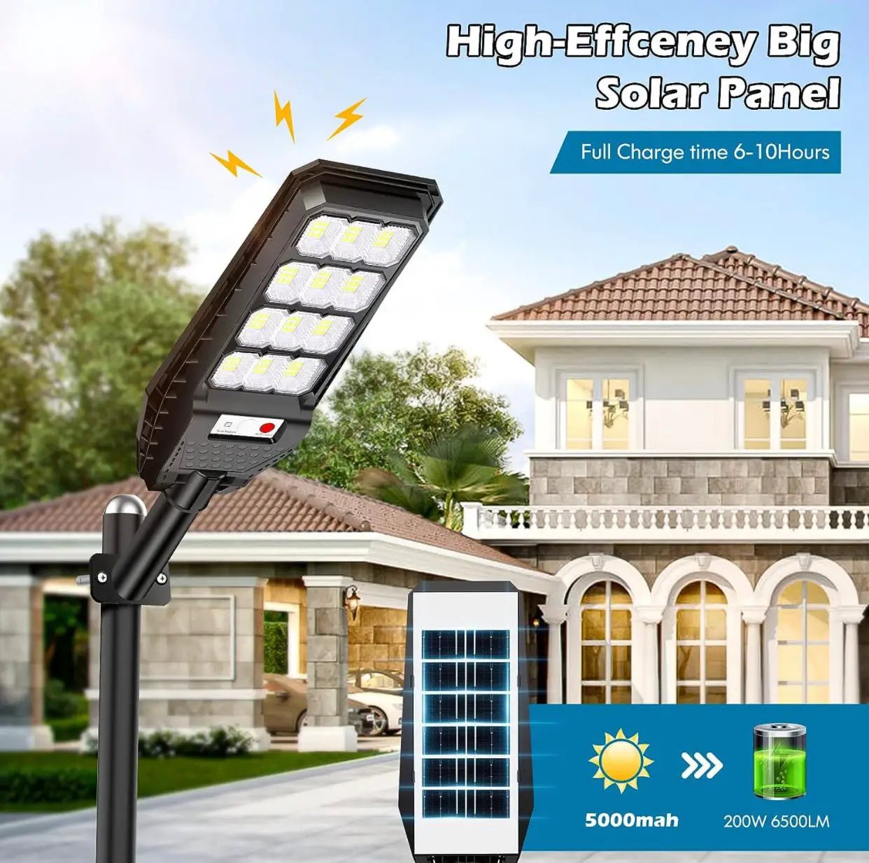 2-Pack Solar Street Lights Outdoor Waterproof,6000LM Dusk to Dawn,6500K Motion Sensor with Remote Control by Outdoor Solar Outlet