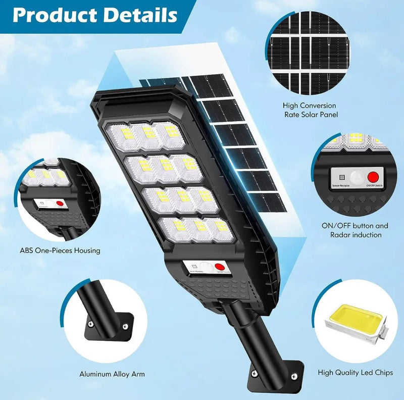 2-Pack Solar Street Lights Outdoor Waterproof,6000LM Dusk to Dawn,6500K Motion Sensor with Remote Control by Outdoor Solar Outlet