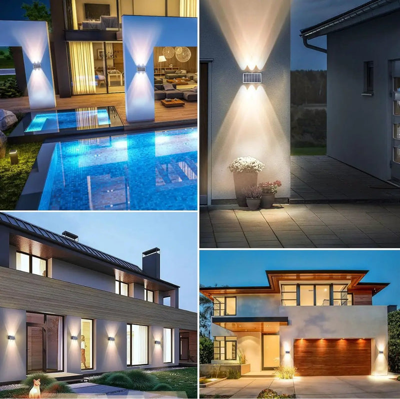 2 Pack Solar Wall Lights Outdoor Waterproof Led Up and Down Wall Lights,Solar Outdoor Lights Wall Sconce Exterior Lighting by Outdoor Solar Outlet