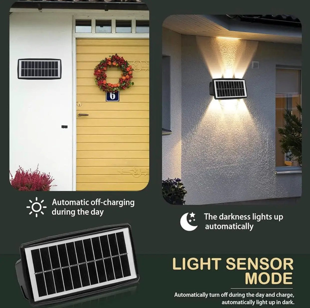 2 Pack Solar Wall Lights Outdoor Waterproof Led Up and Down Wall Lights,Solar Outdoor Lights Wall Sconce Exterior Lighting by Outdoor Solar Outlet