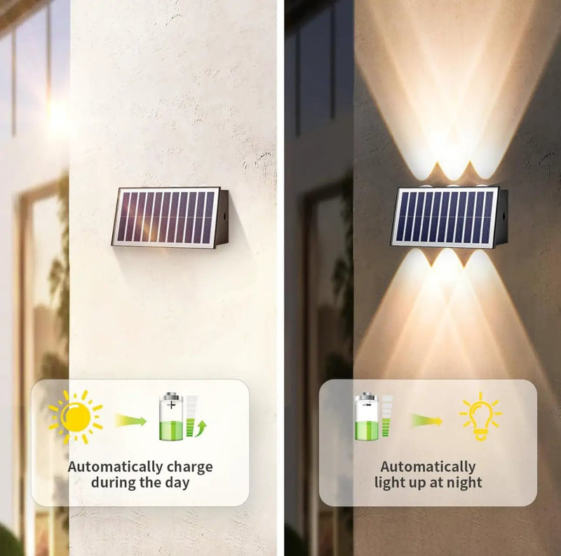 2 Pack Solar Wall Lights Outdoor Waterproof Led Up and Down Wall Lights,Solar Outdoor Lights Wall Sconce Exterior Lighting by Outdoor Solar Outlet