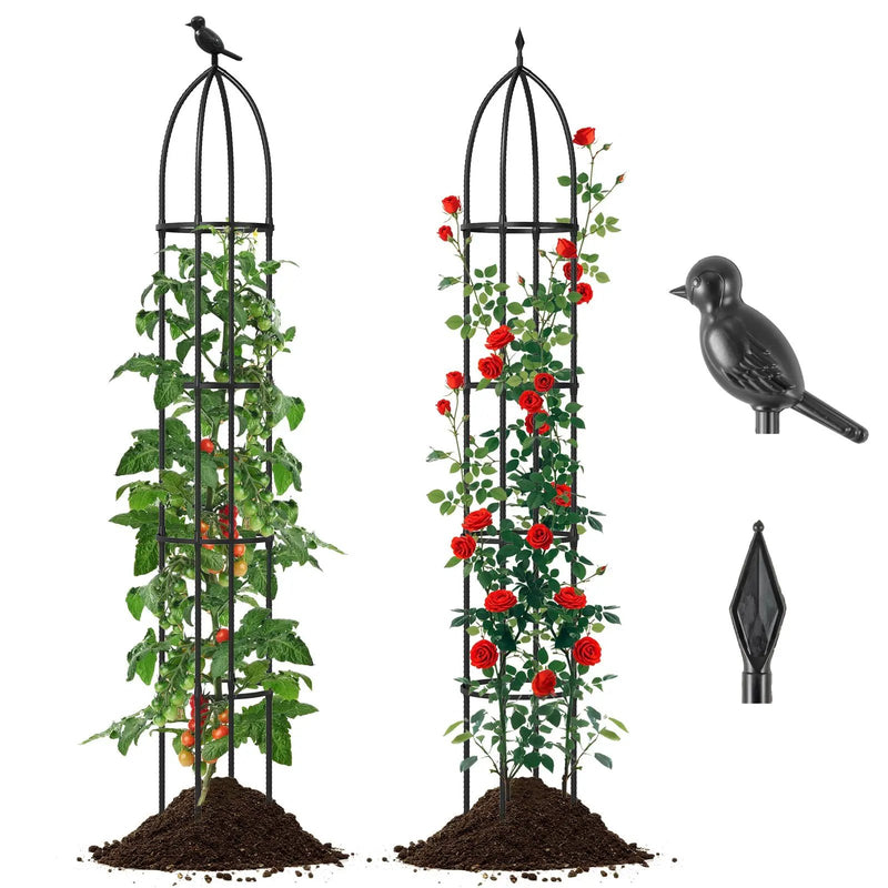 2-Pack Garden Obelisk Trellis for Climbing Plants-Black by DirectDeals