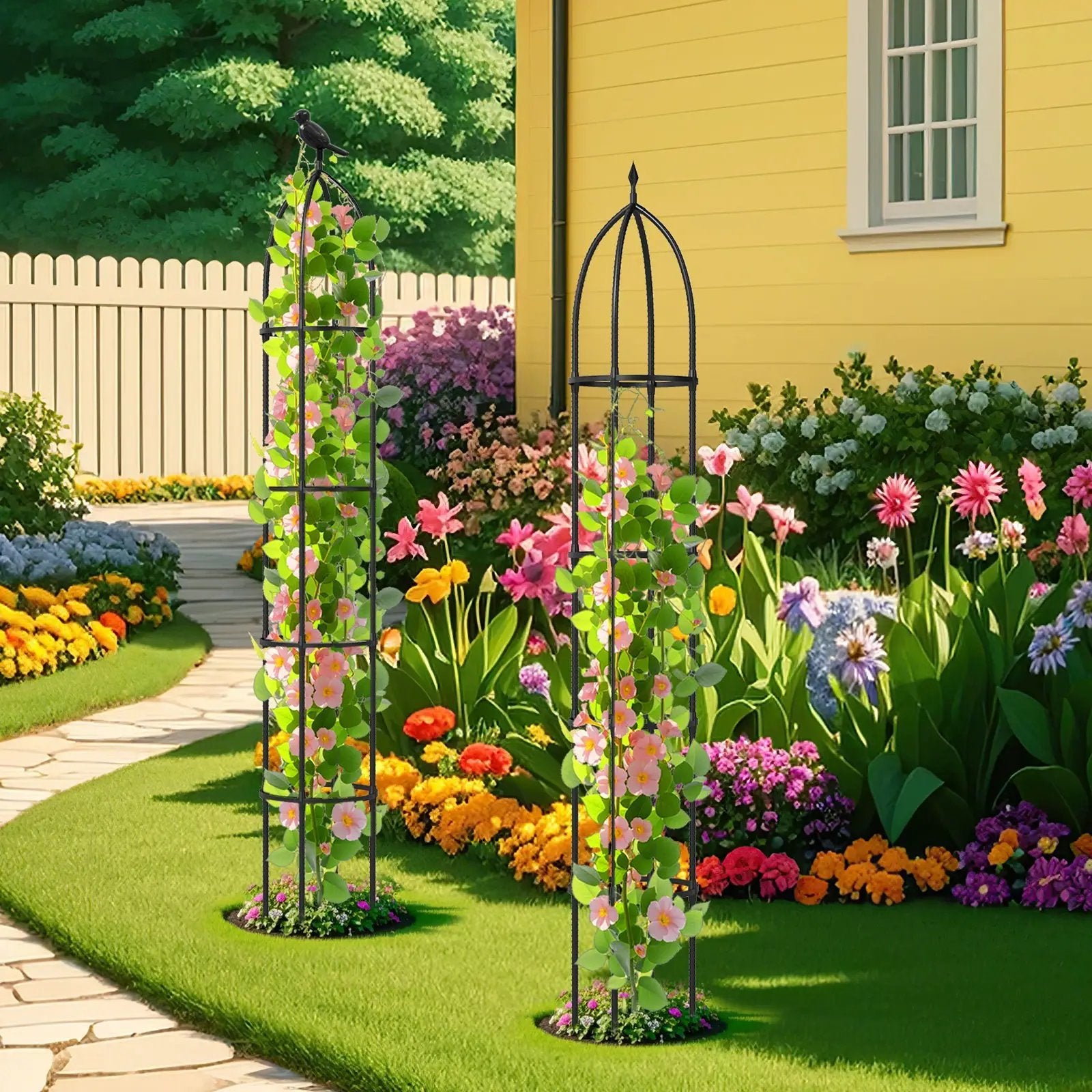 2-Pack Garden Obelisk Trellis for Climbing Plants-Black by DirectDeals
