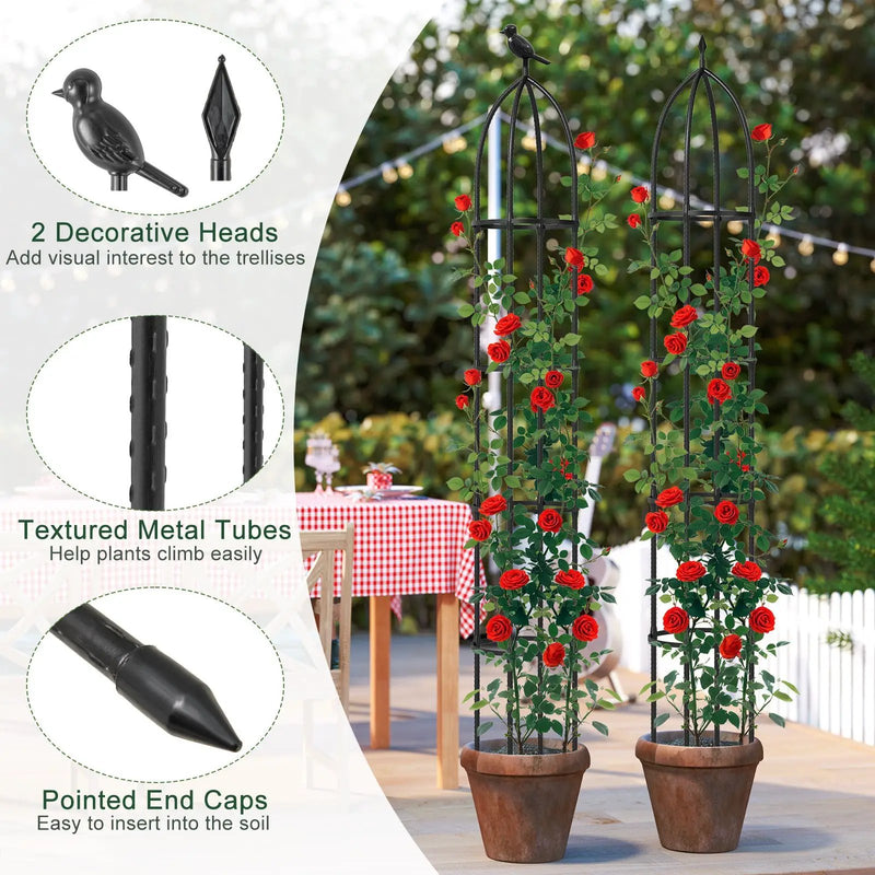 2-Pack Garden Obelisk Trellis for Climbing Plants-Black by DirectDeals