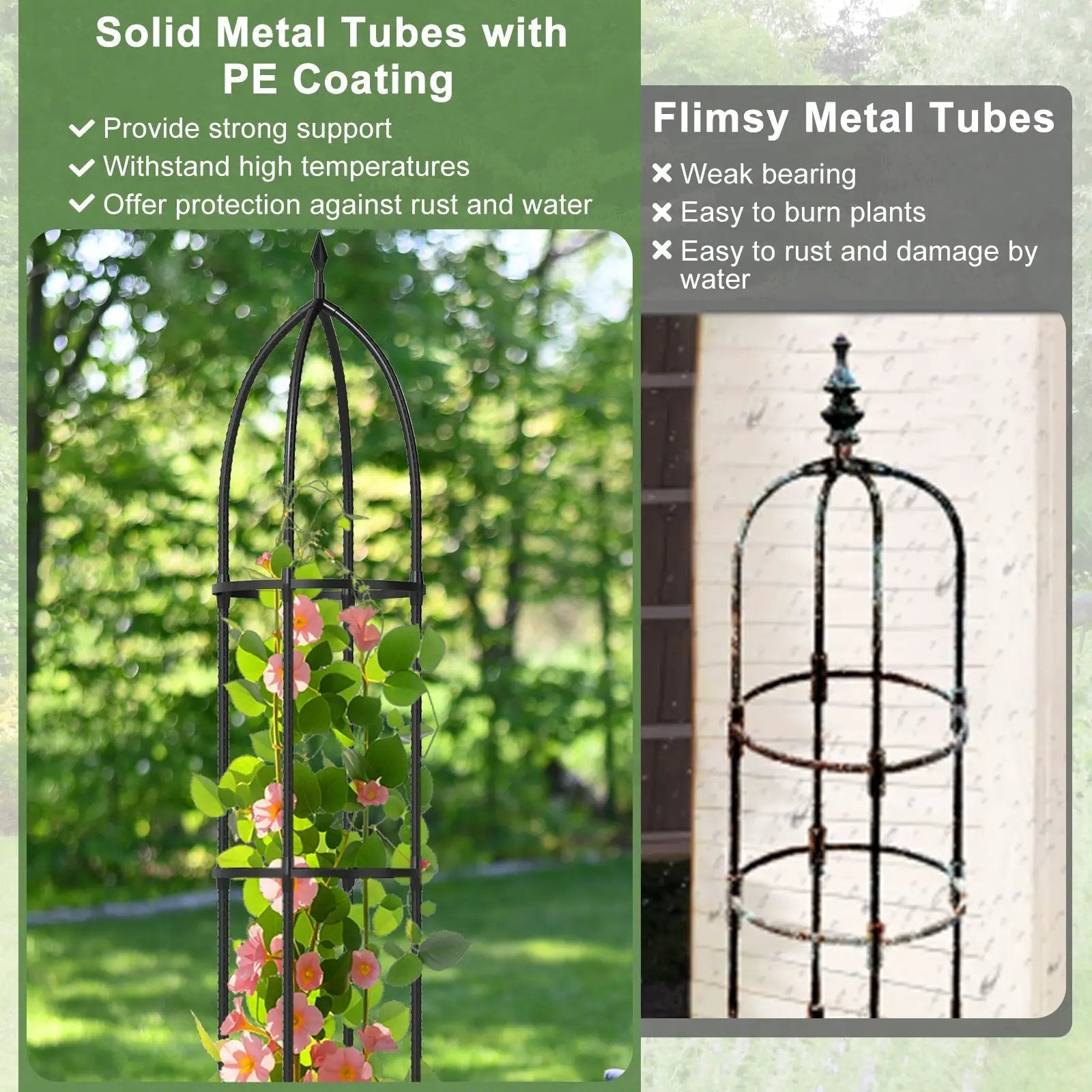 2-Pack Garden Obelisk Trellis for Climbing Plants-Black by DirectDeals